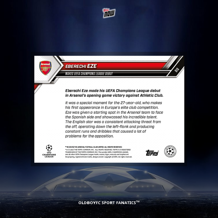 Topps Now Eberechi Eze 25/26 歐冠 球星卡 背面圖