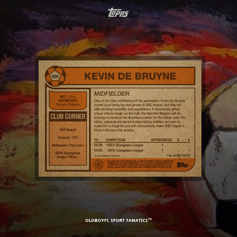 Topps Living Set Kevin De Bruyne 2025 UCC 球星卡 反面圖