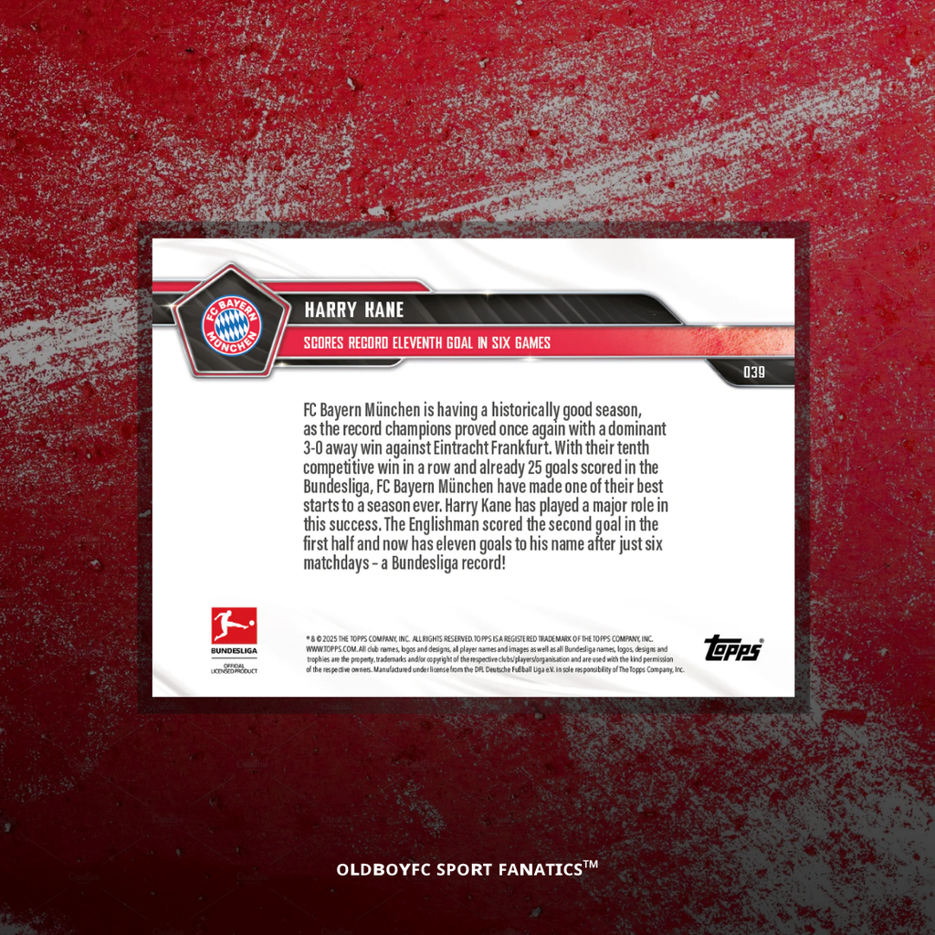 Topps Now 凱恩 25/26 德甲 球星卡 背面圖