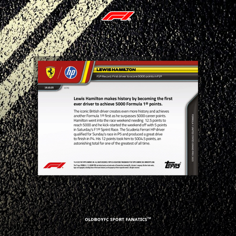 Topps Now Lewis Hamilton 2025 美國大獎賽 球星卡 背面圖