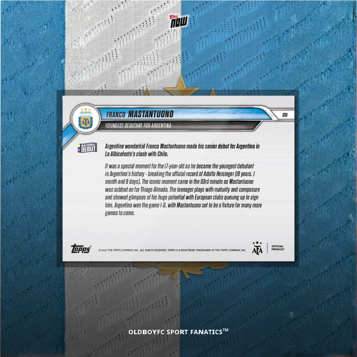 【Topps Now】Mastantuono 2024/25 阿根廷國家隊 #1