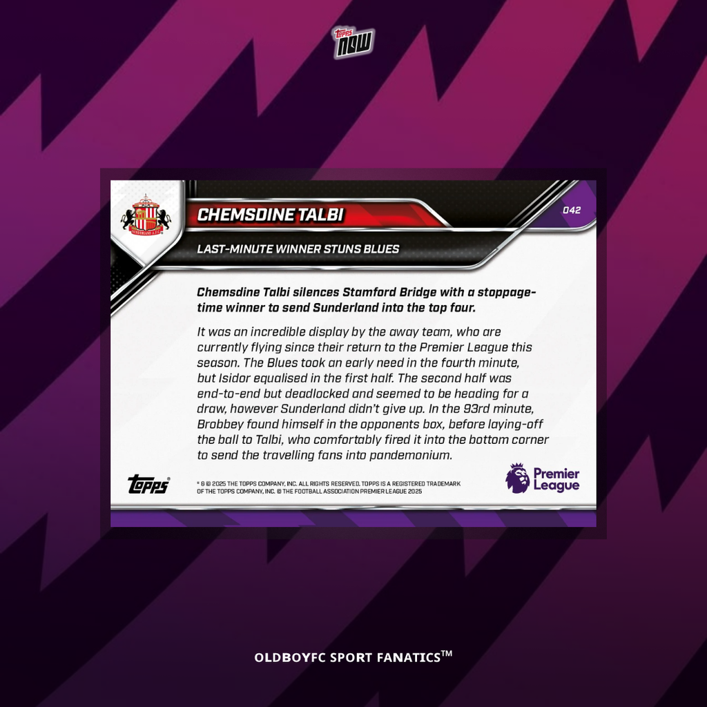 Topps Now Chemsdine Talbi 25/26 英超 球星卡 背面圖