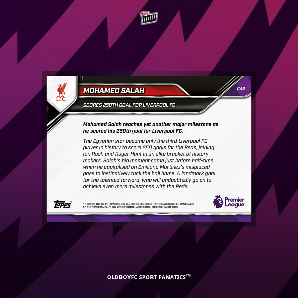 Topps Now Mohamed Salah 25/26 英超 球星卡 背面圖