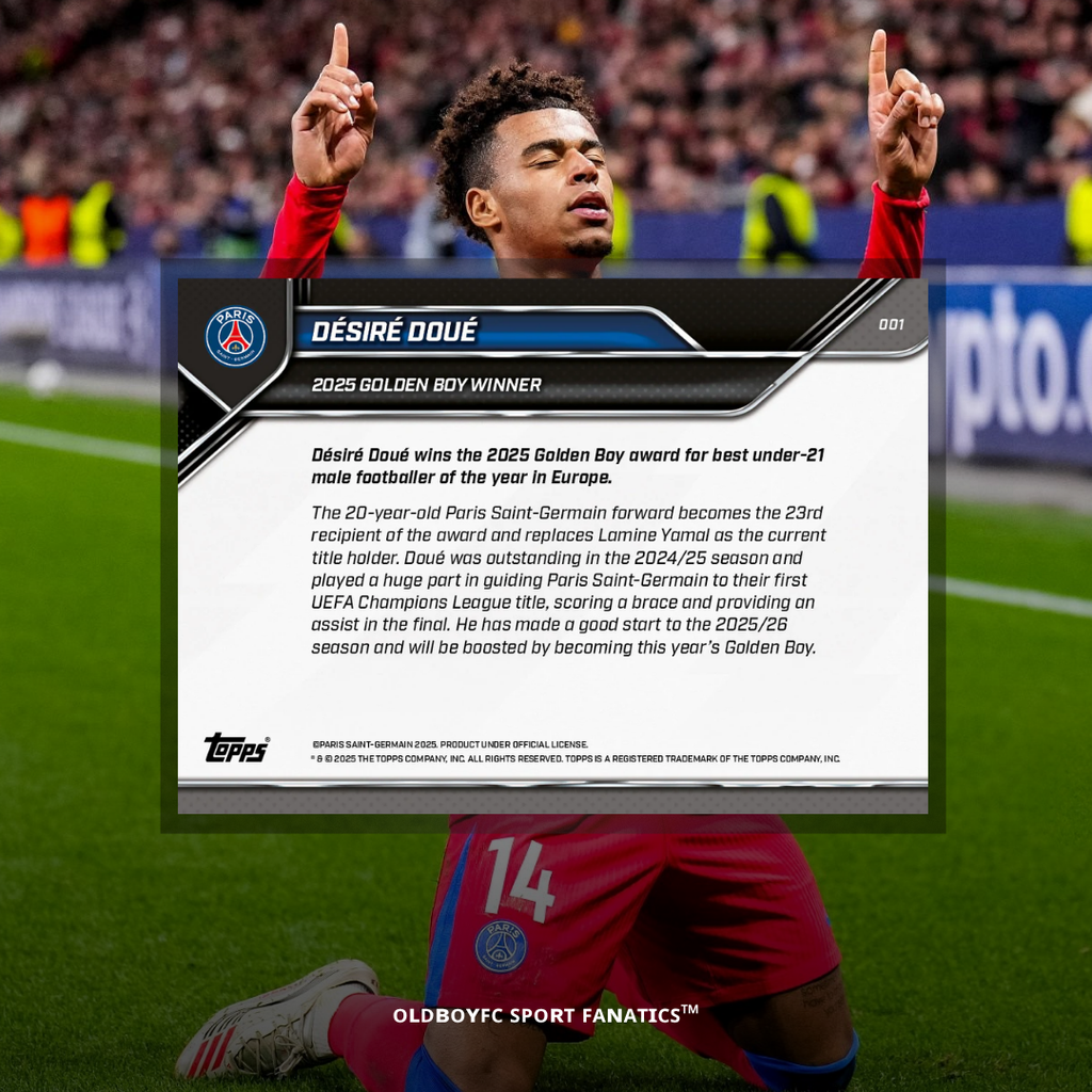 Topps Now Désiré Doué 2025 金童獎 球星卡 背面圖