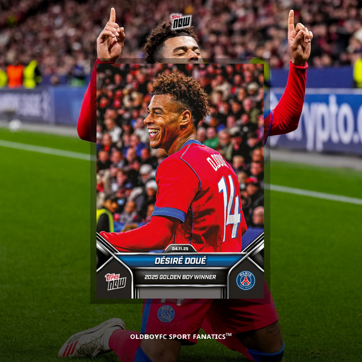 Topps Now Désiré Doué 2025 金童獎 球星卡 正面圖