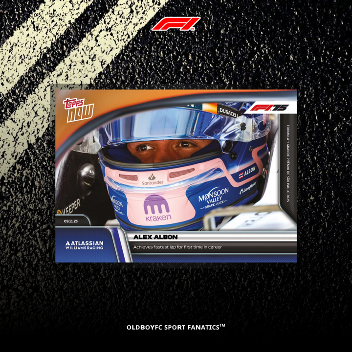 Topps Now Alex Albon 2025 F1 巴西大獎賽 球星卡 正面圖