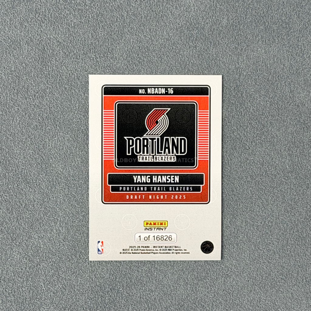【現貨】 Panini Instant 楊瀚森 2025 NBA 16號選秀 球星卡