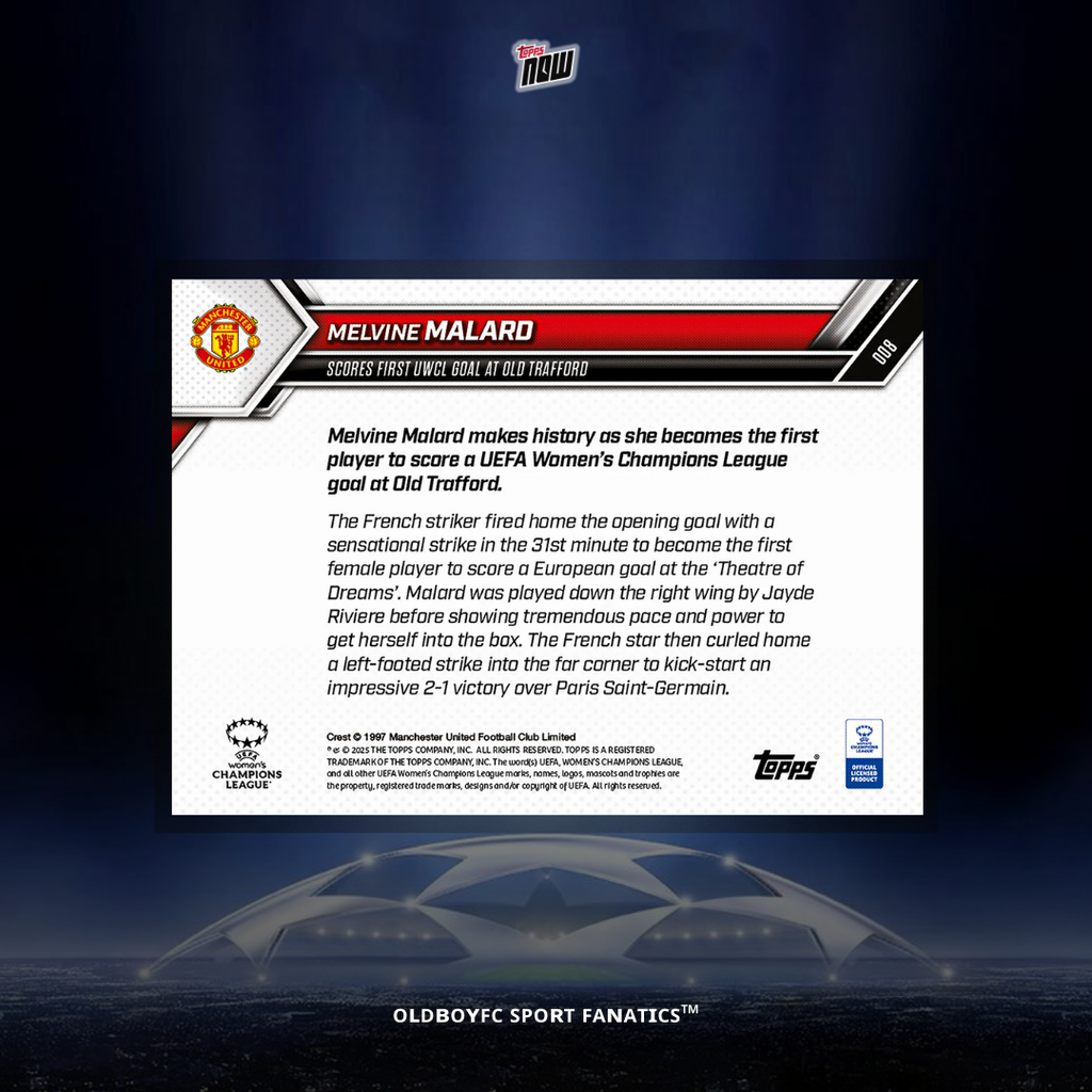Topps Now Melvine Malard 25/26 女足歐冠 球星卡 背面圖