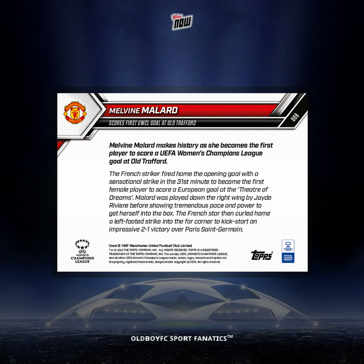 Topps Now Melvine Malard 25/26 女足歐冠 球星卡 背面圖