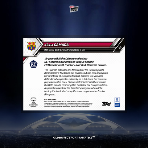 Topps Now Aïcha Câmara 25/26 女足歐冠 球星卡 背面圖