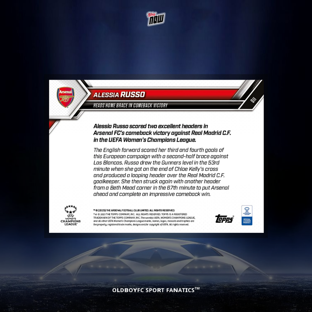 Topps Now Alessia Russo 25/26 女足歐冠 球星卡 背面圖