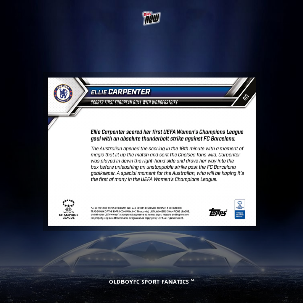 Topps Now Ellie Carpenter 25/26 女足歐冠 球星卡 背面圖
