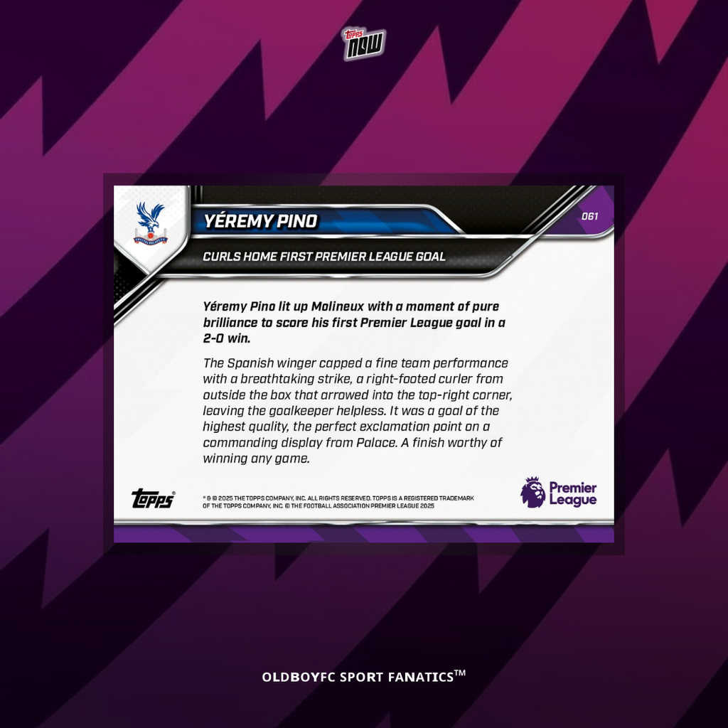 Topps Now Yéremy Pino 25/26 英超 球星卡 背面圖
