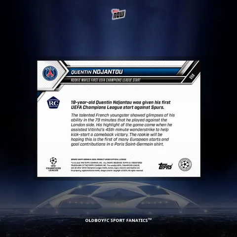 Topps Now Quentin Ndjantou 25/26 UCL #58 背面圖