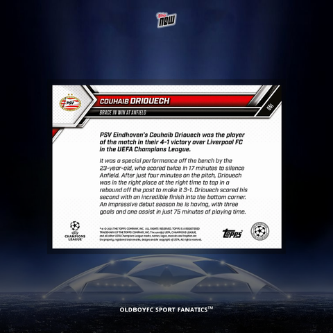Topps Now Couhaib Driouech 25/26 UCL #61 背面圖