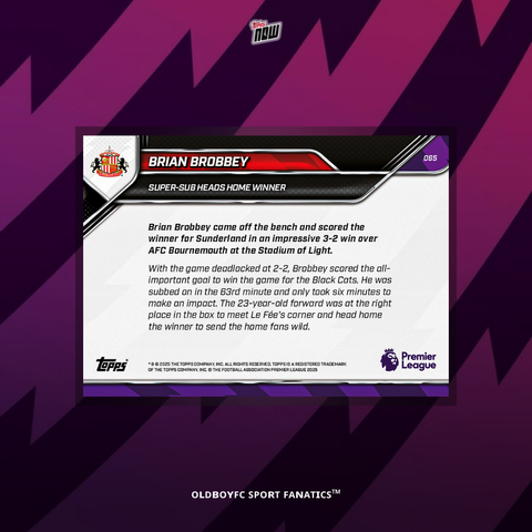 Topps Now Brian Brobbey 25/26 Premier League #65 背面圖