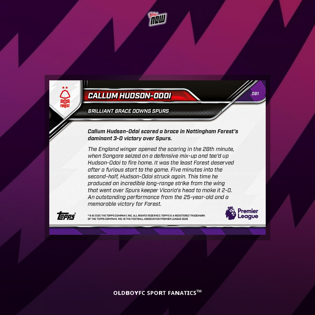Topps Now Callum Hudson-Odoi 25/26 英超 球星卡 背面圖