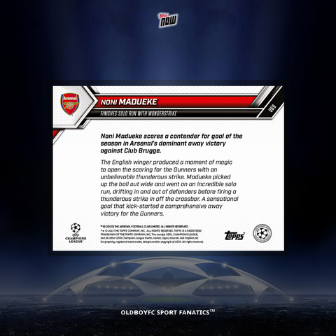 Topps Now Noni Madueke 25/26 UCL 球星卡 背面圖