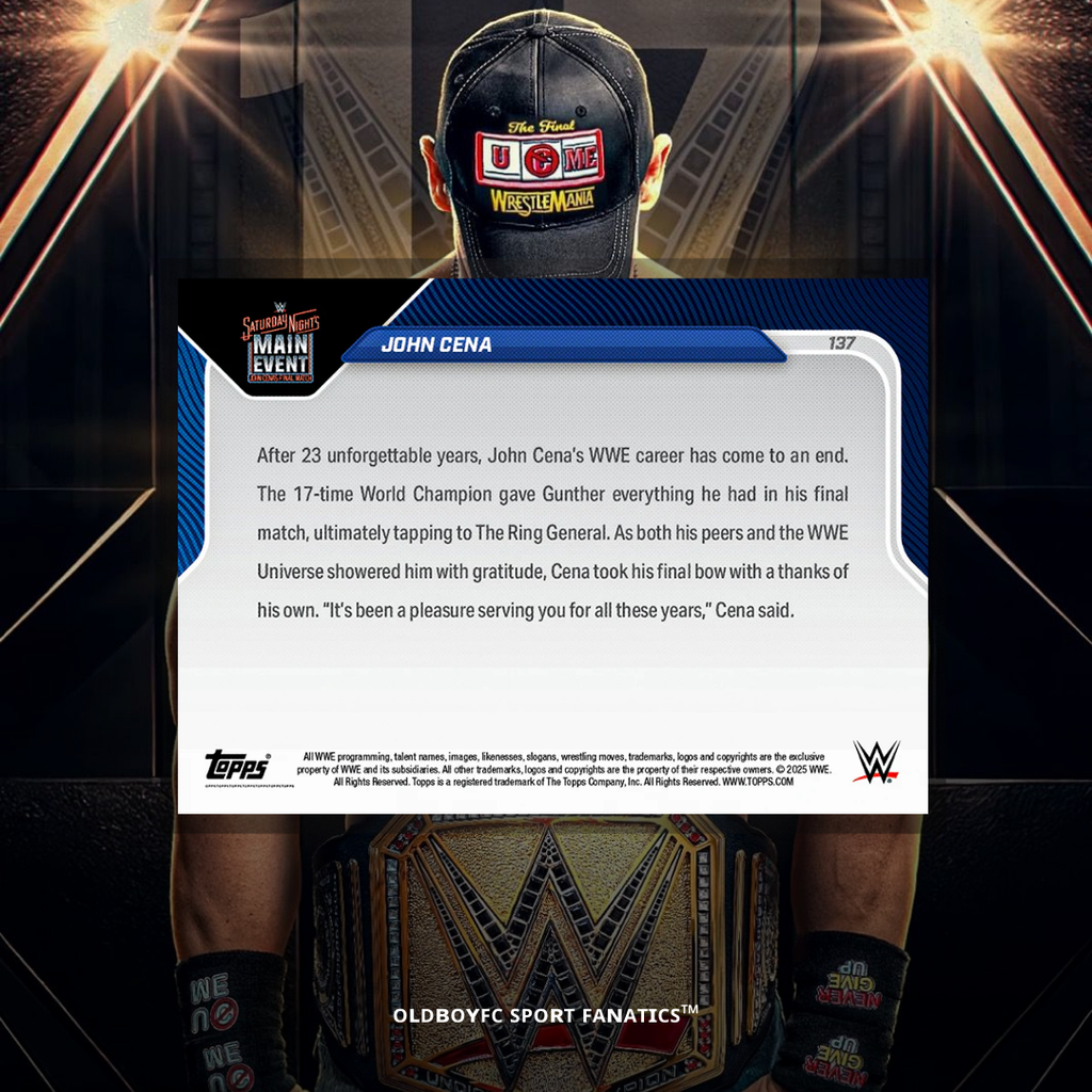 Topps Now John Cena 2025 WWE 球星卡 背面圖