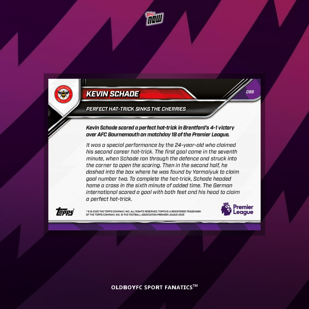 Topps Now Kevin Schade 25/26 英超 球星卡 背面圖