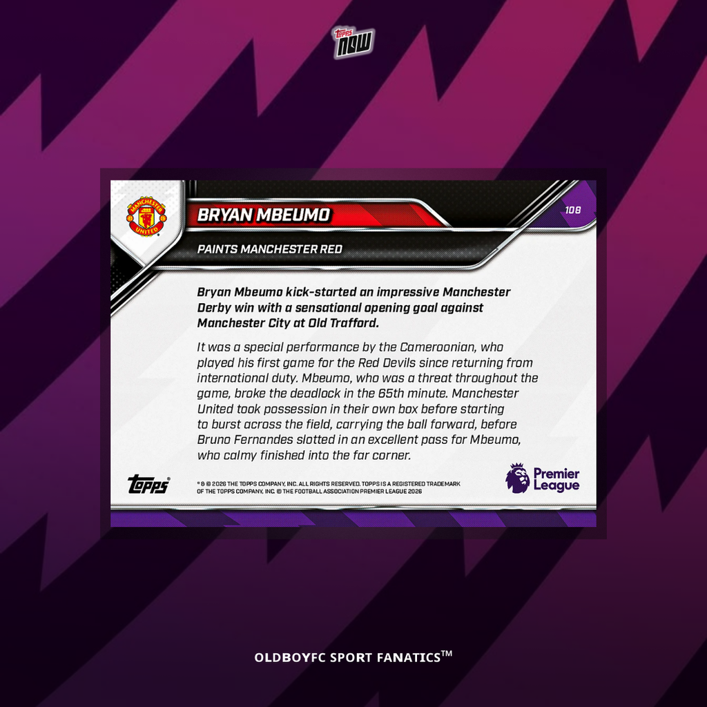 Topps Now Bryan Mbeumo 2025/26 英超 球星卡 背面圖