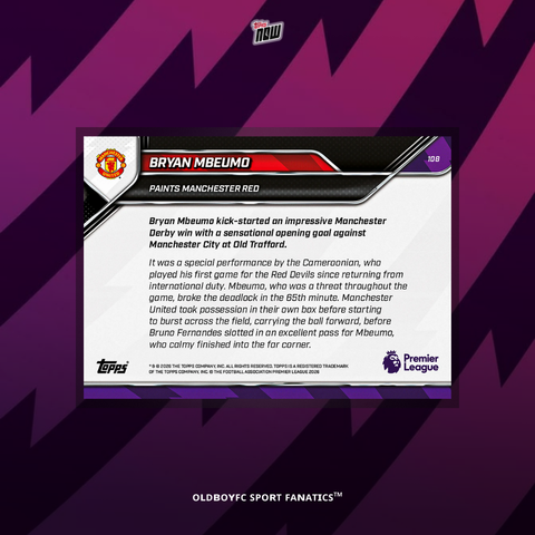 Topps Now Bryan Mbeumo 2025/26 英超 球星卡 背面圖