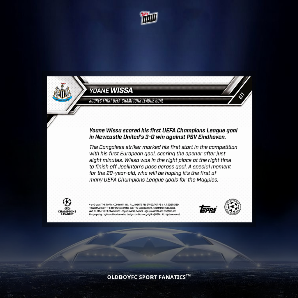 Topps Now Yoane Wissa 25/26 歐冠 球星卡 背面圖