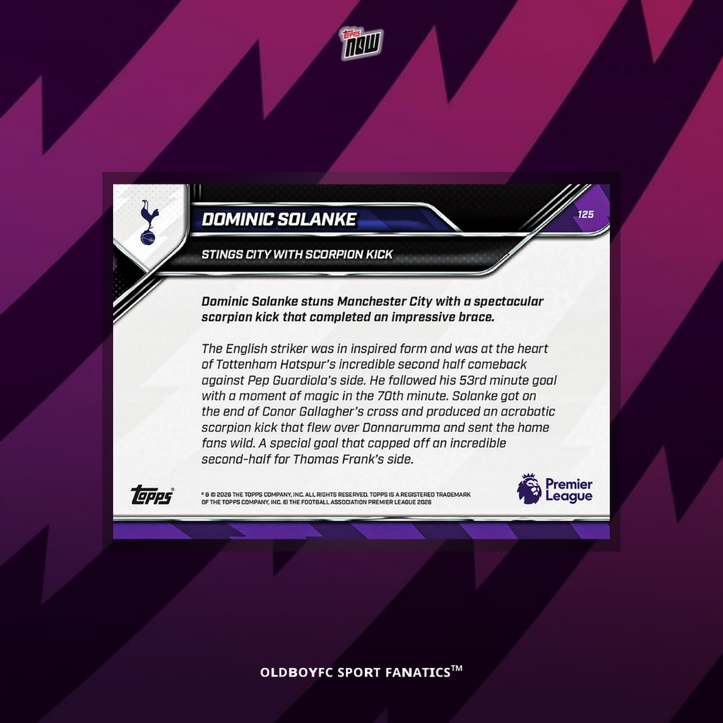 Topps Now Dominic Solanke 2025/26 英超 球星卡 背面圖