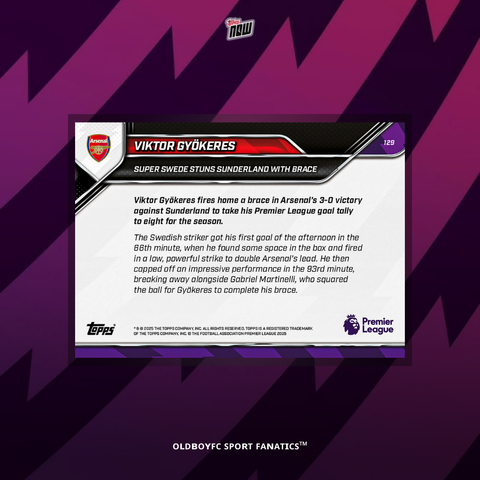 Topps Now Viktor Gyökeres 25/26 英超 #129 球星卡 背面圖