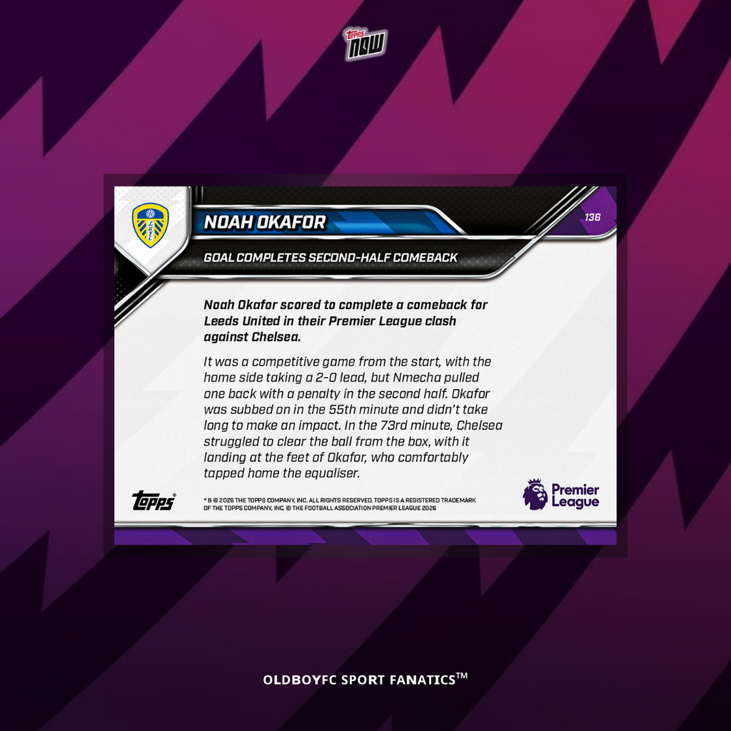 Topps Now Noah Okafor 25/26 英超 球星卡 背面圖