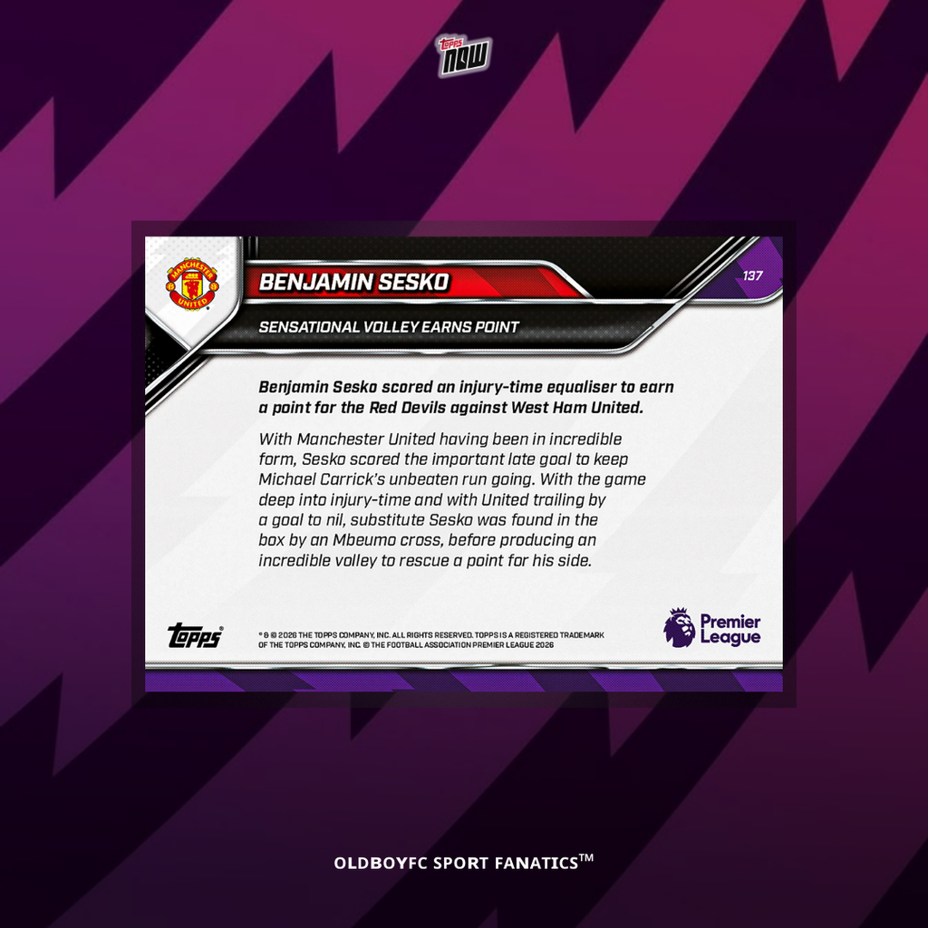 Topps Now Benjamin Sesko 25/26 英超 #137 帶編卡圖