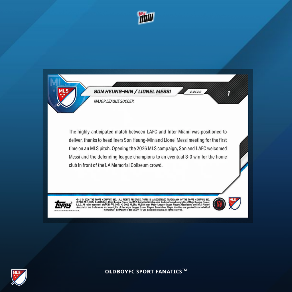 Topps Now Son Heung-min / Lionel Messi 2026 MLS 球星卡 背面圖