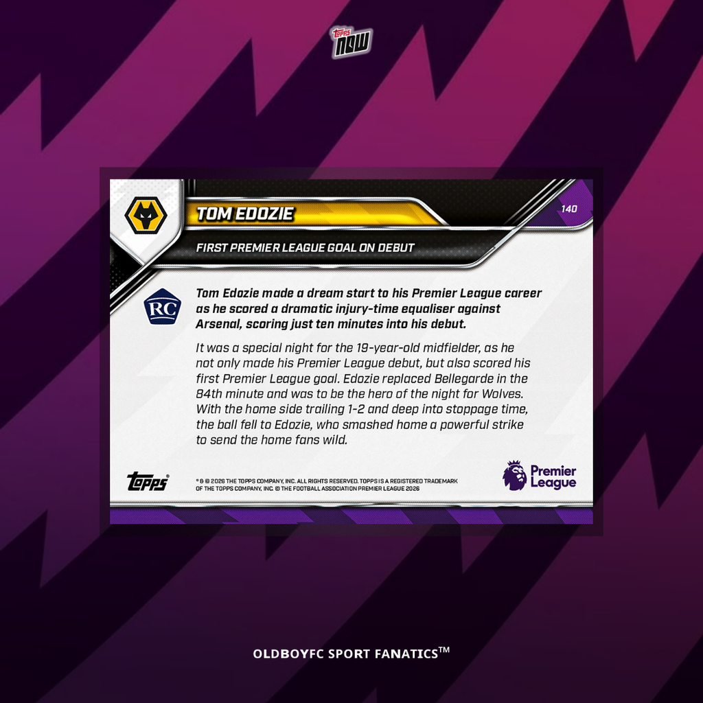 Topps Now Tom Edozie 25/26 英超 #140 球星卡 背面圖