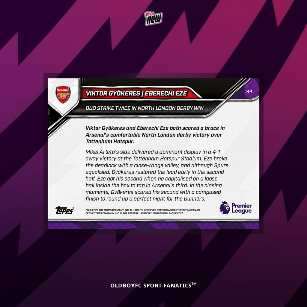 Topps Now Viktor Gyökeres Eberechi Eze 25/26 英超 #144 球星卡 背面圖