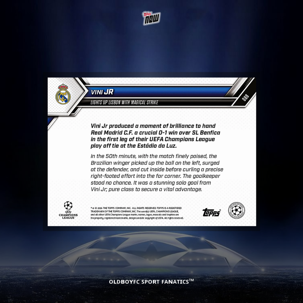 Topps Now Vini Jr 25/26 UCL #88 球星卡 背面圖