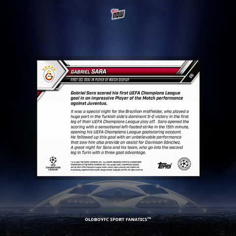 Topps Now Gabriel Sara 25/26 UCL #91 球星卡 背面圖