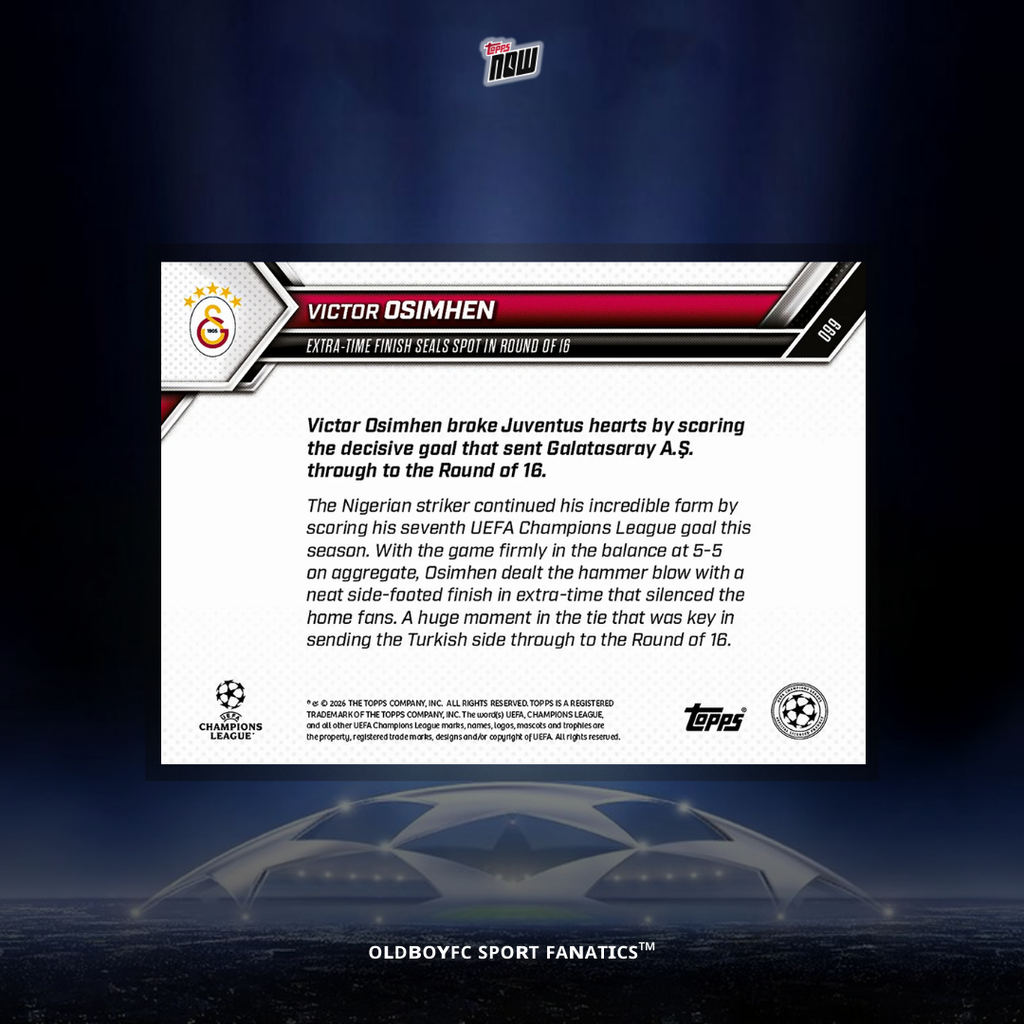 Topps Now Victor Osimhen 25/26 UCL #99 球星卡 背面圖