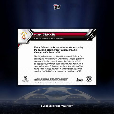 Topps Now Victor Osimhen 25/26 UCL #99 球星卡 背面圖