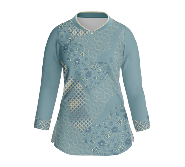 AZALEA BLOUSE FRONT - TURQUOISE