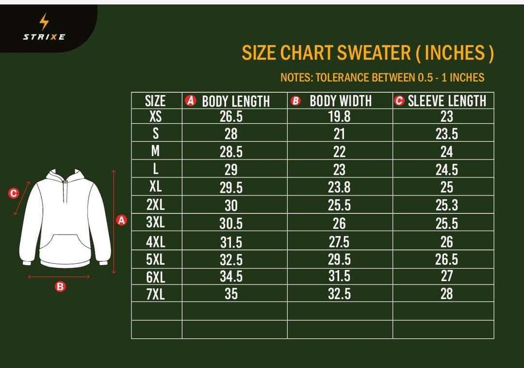 SWEATER SIZE CHART