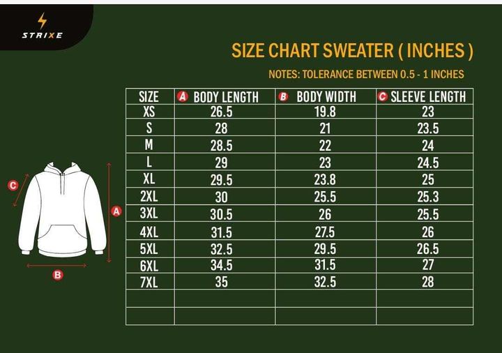 SWEATER SIZE CHART