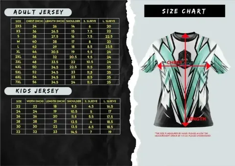 3K SHORT&LONG SIZE CHART