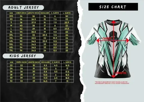 3K SHORT&LONG SIZE CHART