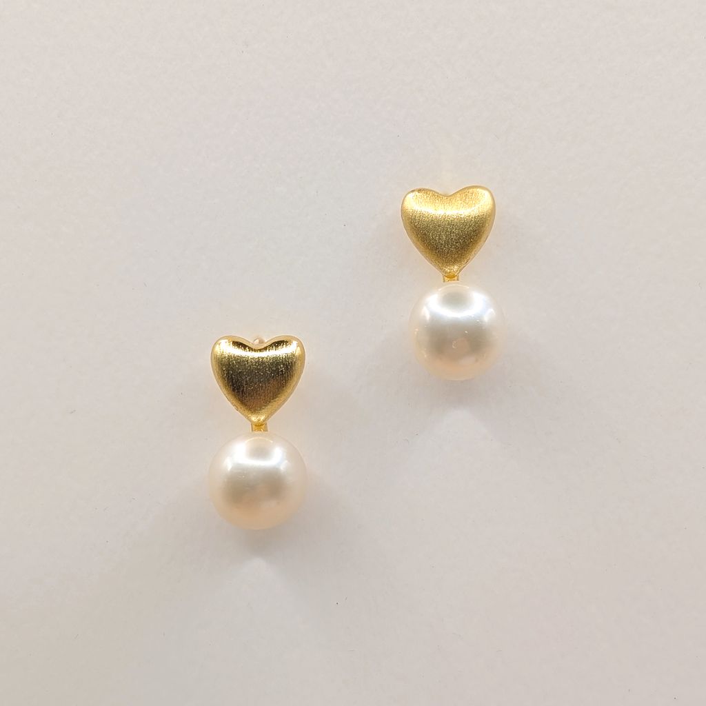 Heart｜小金心珍珠耳環