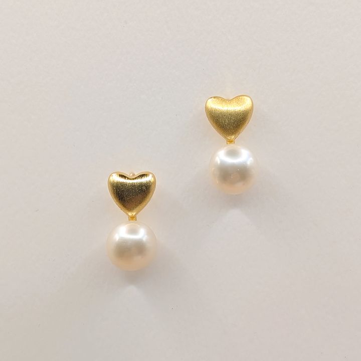 Heart｜小金心珍珠耳環