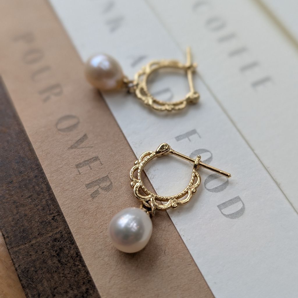 Lace Trim｜蕾絲花邊珍珠耳環