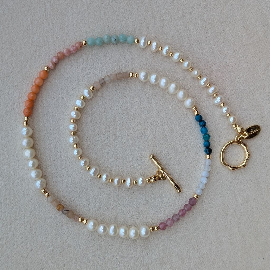 SPRING KALEIDOSCOPE | 春日萬花筒 七彩天然石 X 淡水珍珠設計項鍊