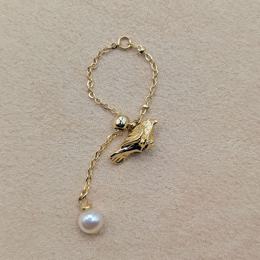 Birdie｜鳥兒珍珠鍊戒
