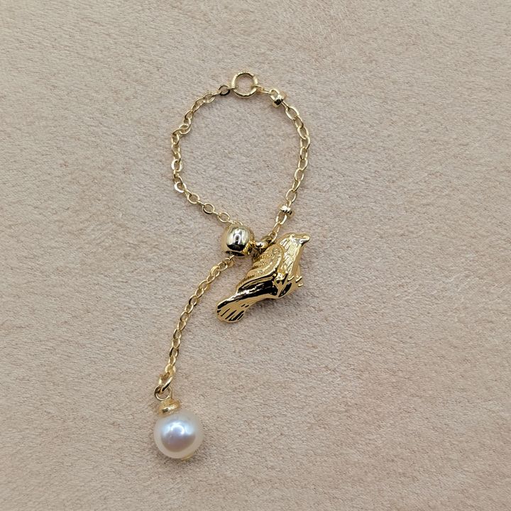 Birdie｜鳥兒珍珠鍊戒