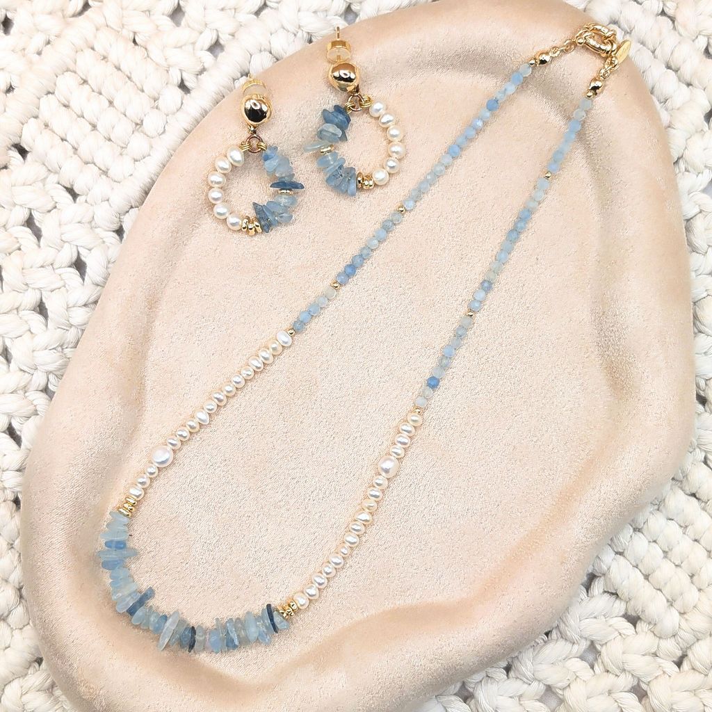 Aquamarine｜海藍之境 海藍寶 X 淡水珍珠 項鍊